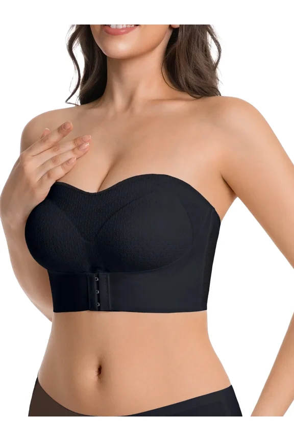 Strapless Bras for Women Wirefree Non-Slip Seamless Padded Bandeau Push Up Jelly Bra