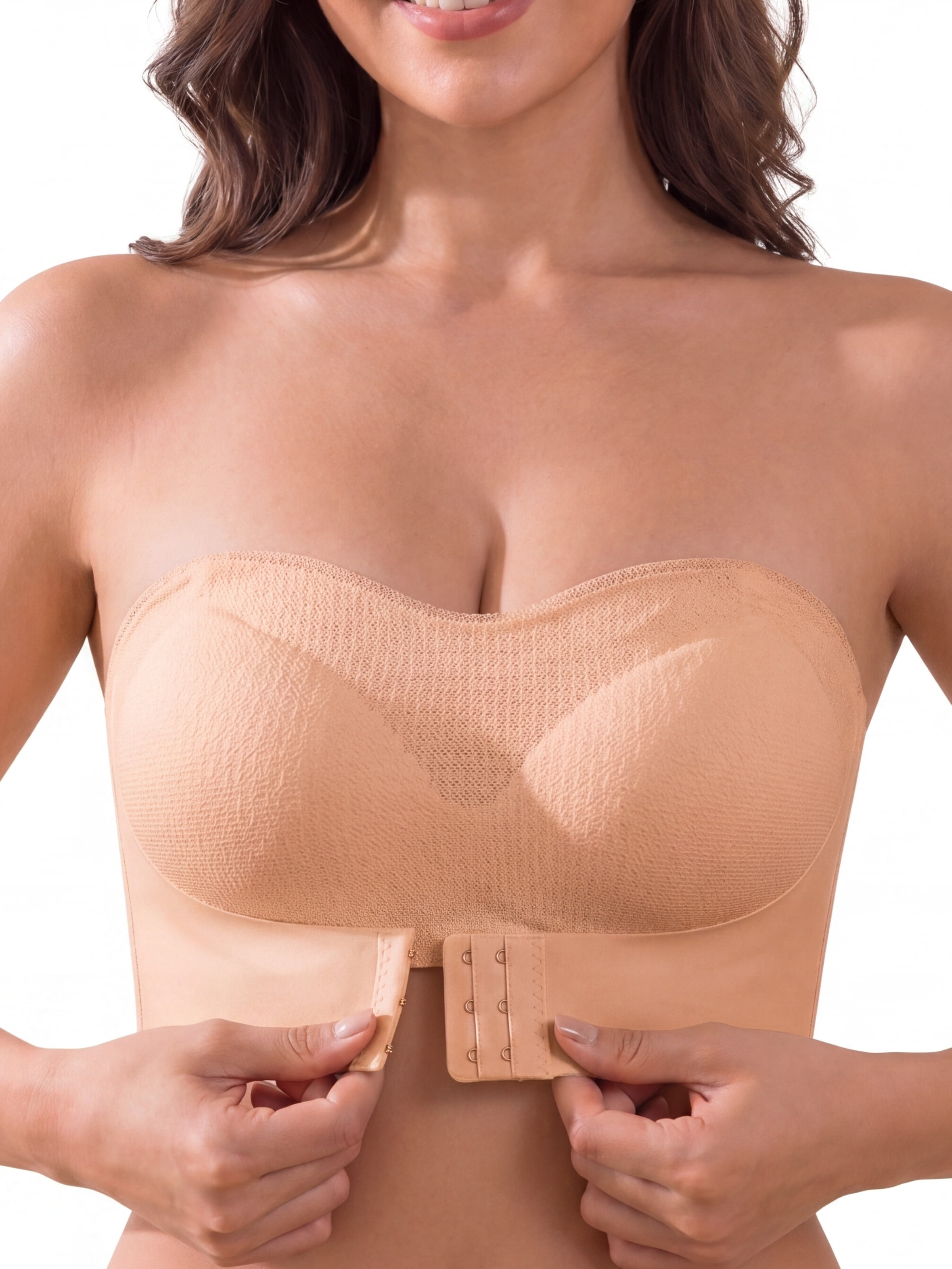 strapless dress bras MINTREUS for Women Wirefree Non-Slip Seamless Padded Bandeau Push up Jelly Bra Women's Strapless Bra Big Bust