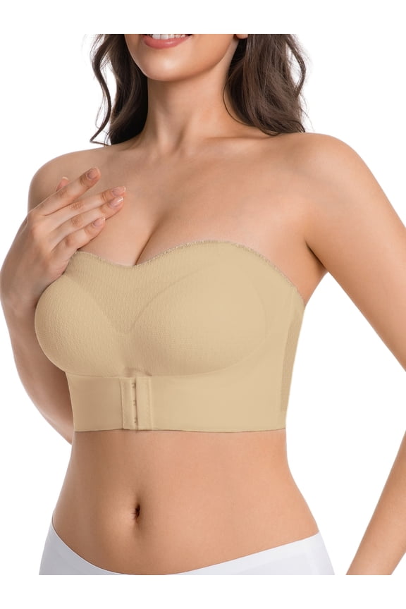 Women's Strapless Bra Non Padded Underwire Bandeau Minimizer Best Strapless Bras for Women