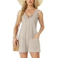thumbnail image 1 of MINTREUS Summer Knit Jumpsuits for Women Sleeveless Pullover Button-down Top Shorts with Pockets Casual Jumpers, 1 of 7