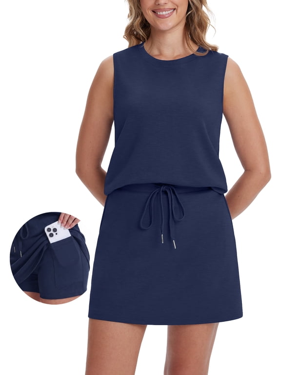 Womens 2 Piece Short Skort Set Summer Workout Tennis Skirt Athletic Sets