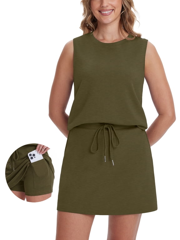 Womens 2 Piece Short Skort Set Summer Workout Tennis Skirt Athletic Sets