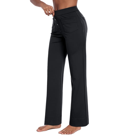 MINTREUS Wide Leg Pants Woman Stretch Casual Trousers with Multi-Pockets Loose Button Work Dress Pants Fall Outfits