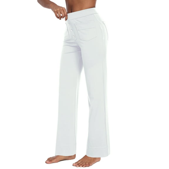 MINTREUS Wide Leg Pants Woman Stretch Casual Trousers with Multi-Pockets Loose Button Work Dress Pants Fall Outfits