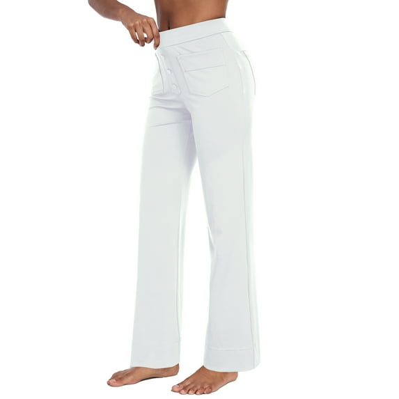 MINTREUS Wide Leg Pants Woman Stretch Casual Trousers with Multi-Pockets Loose Button Work Dress Pants Fall Outfits