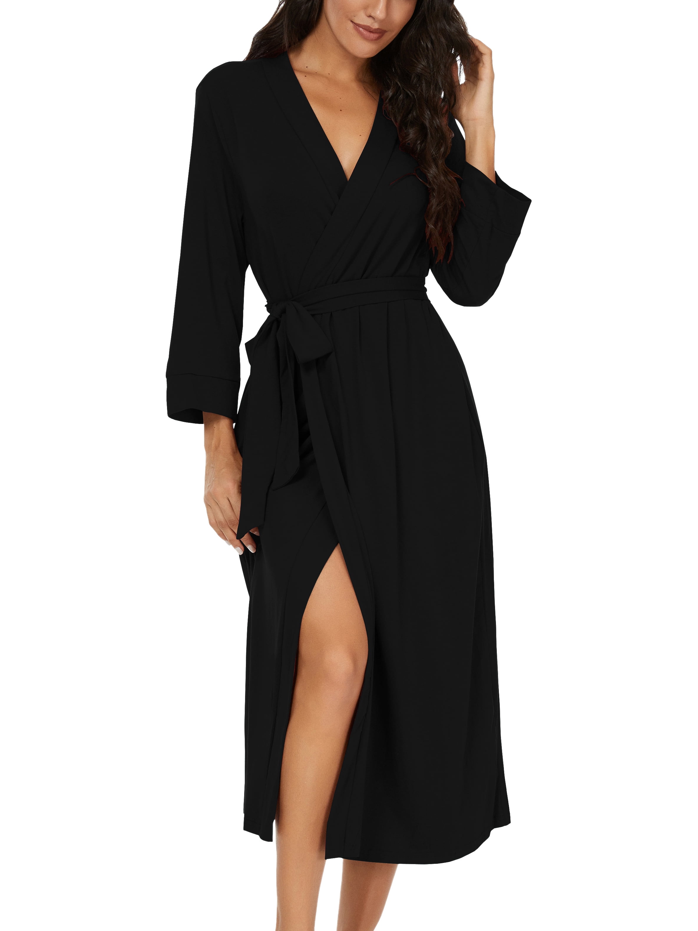 MINTREUS Women Kimono Robes Long Knit Bathrobe Lightweight Soft Knit