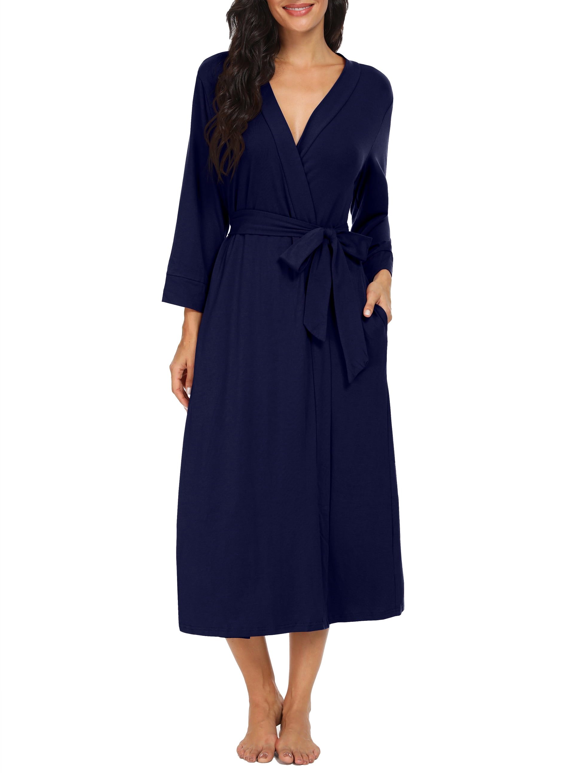 MINTREUS Women Bath Full Length Kimono Robes, Long Knit Lightweight ...