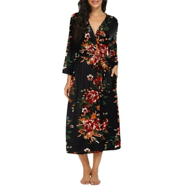 MINTREUS Women Kimono Robes Long Knit Bathrobe Lightweight Soft Knit Sleepwear Ladies Loungewear Spa Bathrobe
