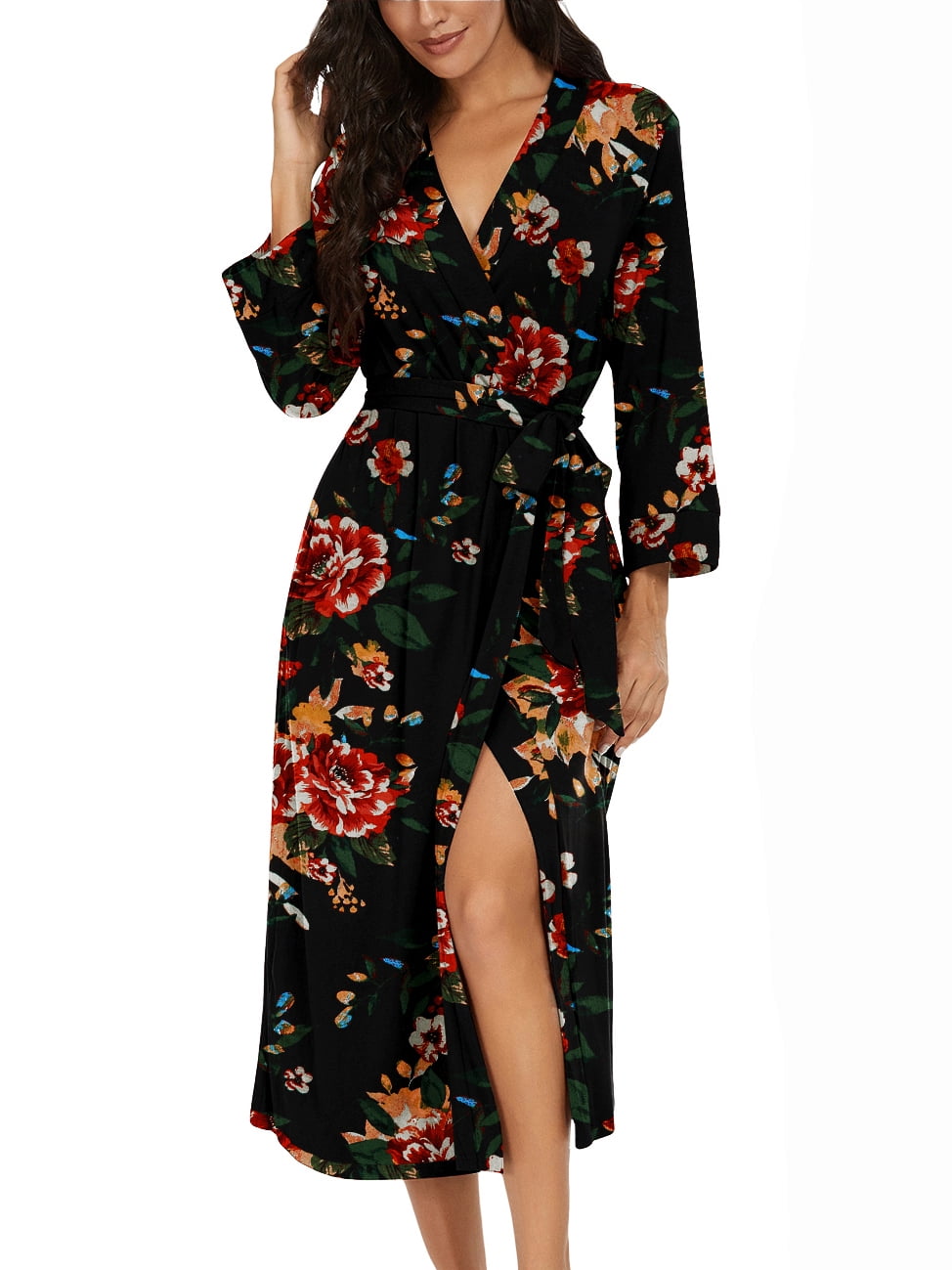 MINTREUS Women Kimono Robes Long Knit Bathrobe Lightweight Soft Knit