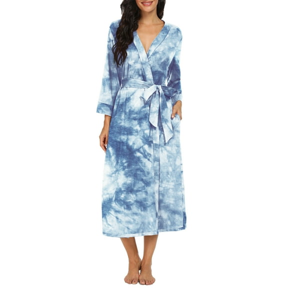 MINTREUS Women Kimono Robes Long Knit Bathrobe Lightweight Soft Knit Sleepwear Ladies Loungewear Spa Bathrobe