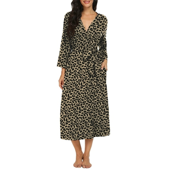 MINTREUS Women Kimono Robes Long Knit Bathrobe Lightweight Soft Knit Sleepwear Ladies Loungewear Spa Bathrobe