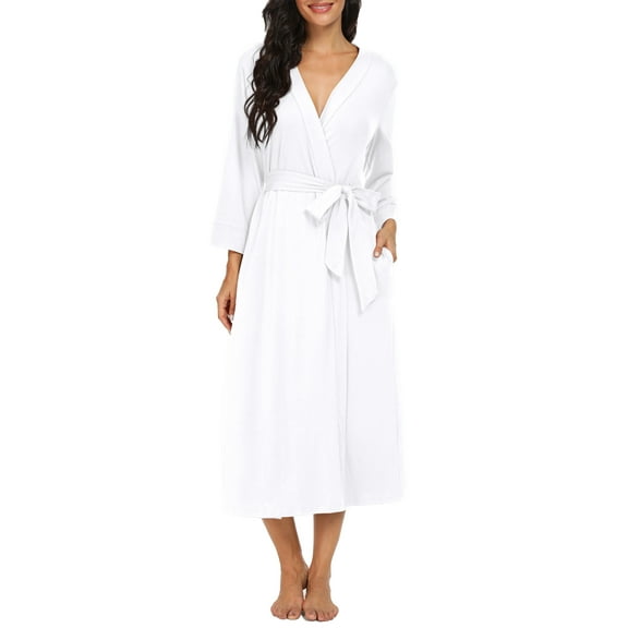 MINTREUS Women Kimono Robes Long Knit Bathrobe Lightweight Soft Knit Sleepwear Ladies Loungewear Spa Bathrobe