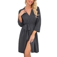thumbnail image 1 of MINTREUS Women Kimono Robes Short Robe Soft Knit Sleepwear Homewear Knit Spa Bathrobe, 1 of 6