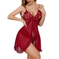 thumbnail image 1 of MINTREUS Lingerie for Women Lace Nightwear Set with Adjustable Straps Babydoll Chemise Nightgown and Panties S-2XL, 1 of 6