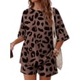 thumbnail image 1 of MINTREUS Womens 2 Piece Lounge Sets Crew Neck Short Summer Pajama Set Airport Travel Outfits with Pockets, 1 of 8
