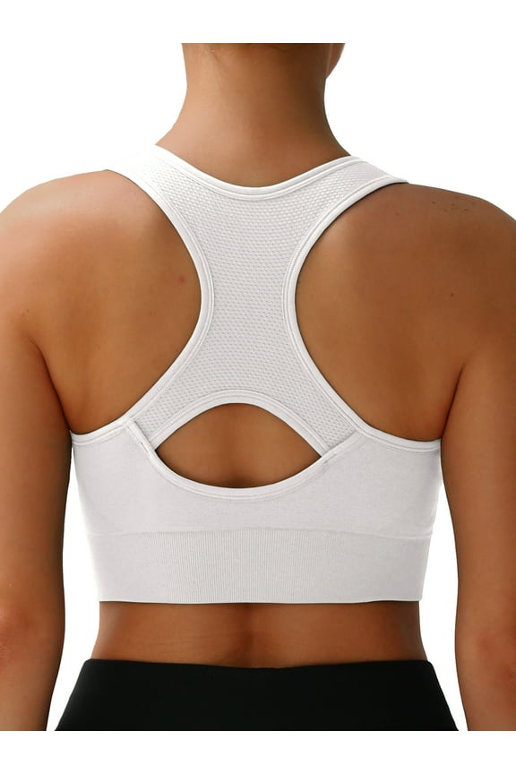 Racerback Sports Bras for Women - Padded Seamless Support Bra for Yoga Gym Workout Fitness