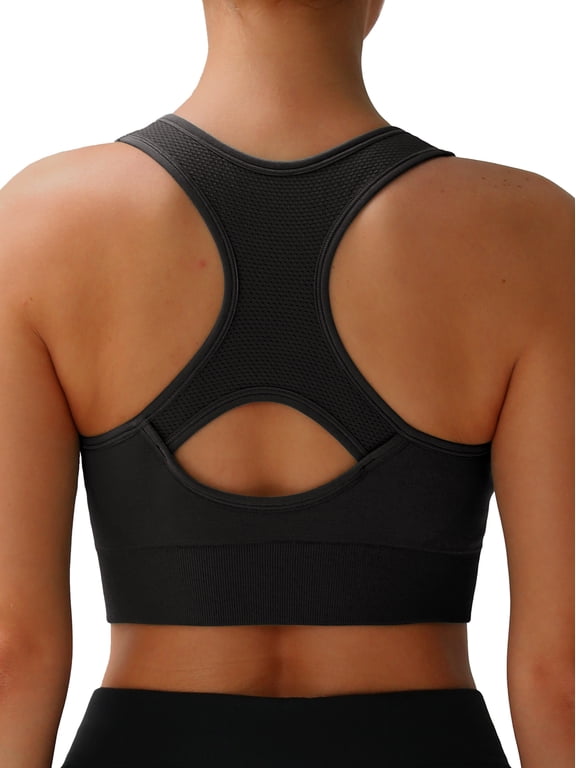 Racerback Sports Bras for Women - Padded Seamless Support Bra for Yoga Gym Workout Fitness