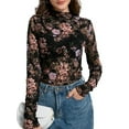 thumbnail image 1 of MINTREUS Lace Top with Long Sleeves Stand Collar Embroidered Floral Design Ideal for Parties and Clubs xs-xxl, 1 of 9