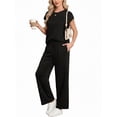 thumbnail image 1 of MINTREUS Two Piece Lounge Sets for Women Fall Short Sleeve Travel Vacation Outfits Set with Pocket and Wide Leg Pants, 1 of 8