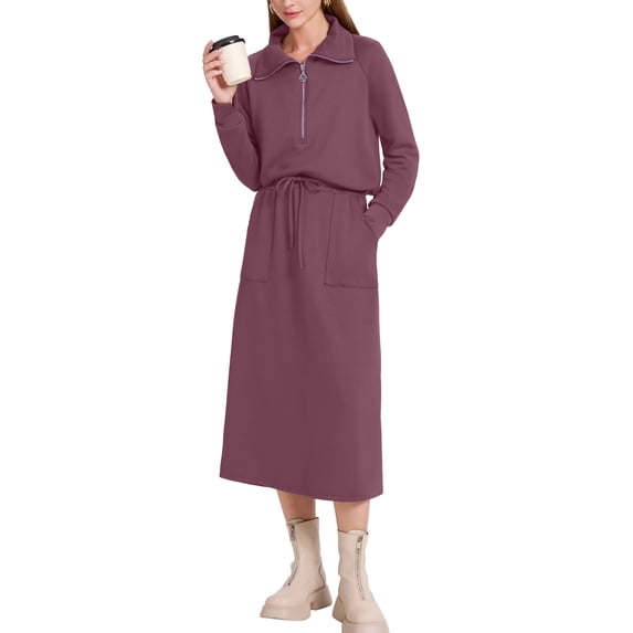 MINTREUS Women's 2 Piece Skirt Sets Fall Knit Long-Sleeved Zipper Top Lounge Travel Outfits Winter Clothing