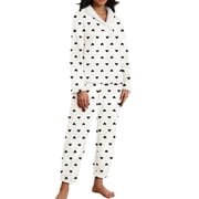 MINTREUS Women's Fluffy Pajamas Set Coral Fleece Pullover Pants Plush Sleepwear 2 Piece Pjs Set Warm Loungewear