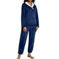 thumbnail image 1 of MINTREUS Women's Fluffy Pajamas Set Coral Fleece Pullover Pants Plush Sleepwear 2 Piece Pjs Set Warm Loungewear, 1 of 8