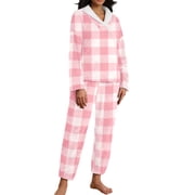 MINTREUS Womens Fluffy Pajamas Set Coral Fleece Pullover Pants Plush Sleepwear 2 Piece Pjs Set Warm Loungewear