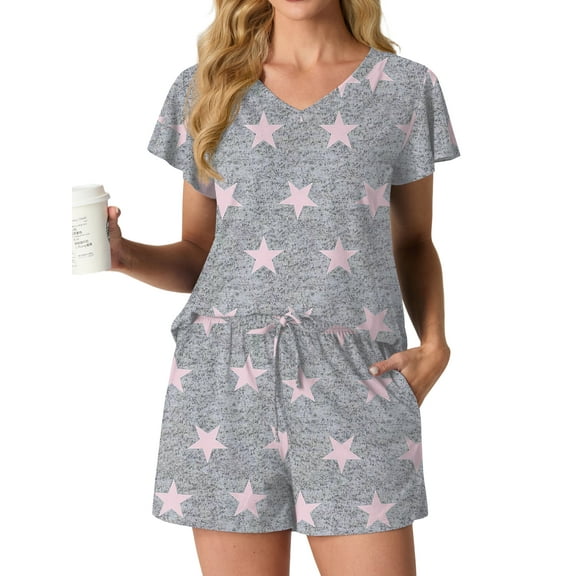 MINTREUS Women's Knit Pajamas Set Ruffle Sleeves Sleepwear Casual 2 Piece Pjs Soft Loungewear with Pockets