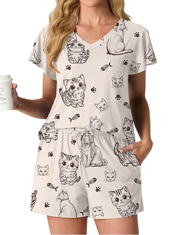 Women's Knit Pajamas Set Ruffle Sleeves Sleepwear Casual 2 Piece Pjs Soft Loungewear with Pockets