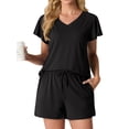 thumbnail image 1 of MINTREUS Women's Knit Pajamas Set Ruffle Sleeves Sleepwear Casual 2 Piece Pjs Soft Loungewear with Pockets, 1 of 6