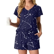 MINTREUS Womens Knit Pajamas Set Ruffle Sleeves Sleepwear Casual 2 Piece Pjs Soft Loungewear with Pockets