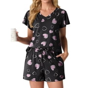 MINTREUS Womens Knit Pajamas Set Ruffle Sleeves Sleepwear Casual 2 Piece Pjs Soft Loungewear with Pockets