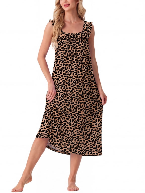 Plus Size Nightgowns for Women Sleepshirts House Sleep Dresses Sleeveless Square Neck Sleepwear Long Loungewear