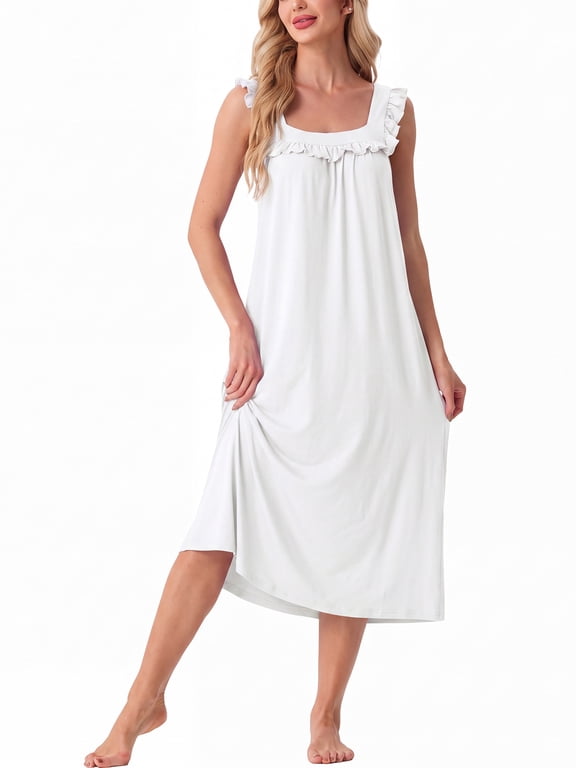 Nightgowns for Women Sleepshirts House Sleep Dresses Sleeveless Square Neck Sleepwear Long Loungewear