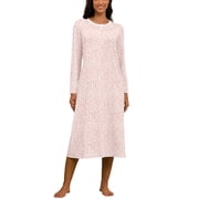 MINTREUS Plus Size Nightgown for Women Pajama Long Sleeve Sleepwear Henleyt Neck House Dress with Pockets