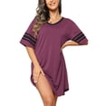 thumbnail image 1 of MINTREUS Women's Nightgown Short Sleeve Nightshirt V Neck Sleep Shirt Loose Loungewear Casual Sleepwear S-3X, 1 of 5