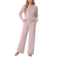 thumbnail image 1 of MINTREUS Women's Pajama Set Long Sleeve Lounge Set Ribbed knit Sleepwear Two Piece Pjs Set with Pocket, 1 of 7