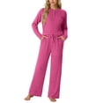 thumbnail image 1 of MINTREUS Women's Pajama Set Long Sleeve Lounge Set Ribbed knit Sleepwear Two Piece Pjs Set with Pocket, 1 of 8