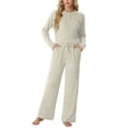 thumbnail image 1 of MINTREUS Women's Pajama Set Long Sleeve Lounge Set Ribbed knit Sleepwear Two Piece Pjs Set with Pocket, 1 of 7
