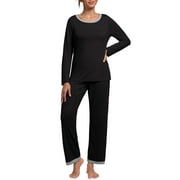 MINTREUS Women's Pajama Set Long Sleeve Sleepwear Ladies Soft Pjs Lounge Sets