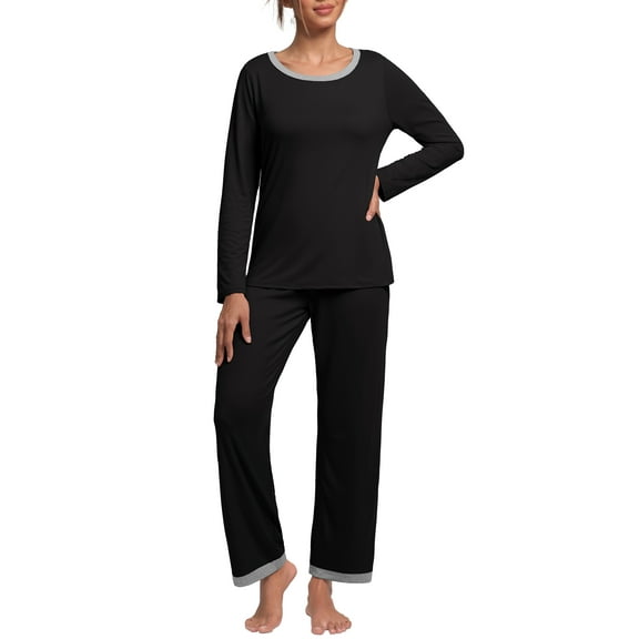 MINTREUS Women's Pajama Set Long Sleeve Sleepwear Ladies Soft Pjs Lounge Sets