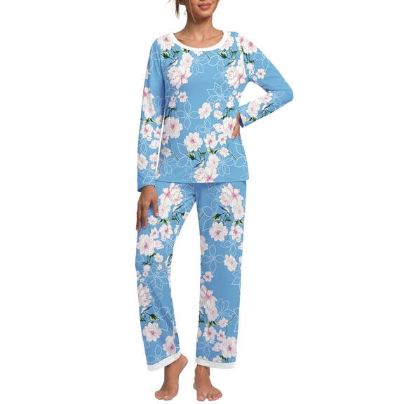 MINTREUS Women's Pajama Set Long Sleeve Sleepwear Ladies Soft Pjs Lounge Sets