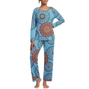 MINTREUS Women's Pajama Set Long Sleeve Sleepwear Ladies Soft Pjs Lounge Sets
