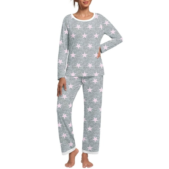 MINTREUS Women's Pajama Set Long Sleeve Sleepwear Ladies Soft Pjs Lounge Sets