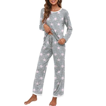 MINTREUS Women's Pajama Set Long Sleeve Sleepwear Ladies Soft Pjs Lounge Set
