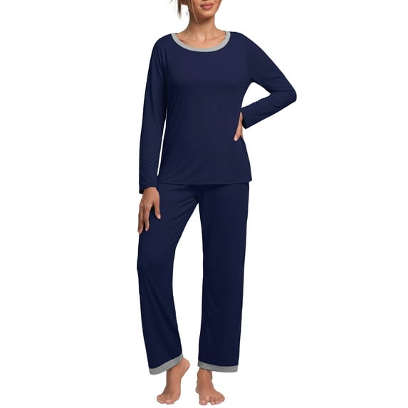 MINTREUS Women's Pajama Set Long Sleeve Sleepwear Ladies Soft Pjs Lounge Sets