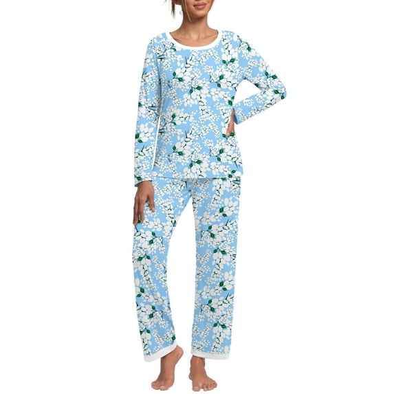 MINTREUS Women's Pajama Set Long Sleeve Sleepwear Ladies Soft Pjs Lounge Sets