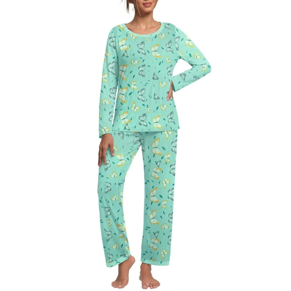 MINTREUS Women's Pajama Set Long Sleeve Sleepwear Ladies Soft Pjs Lounge Sets