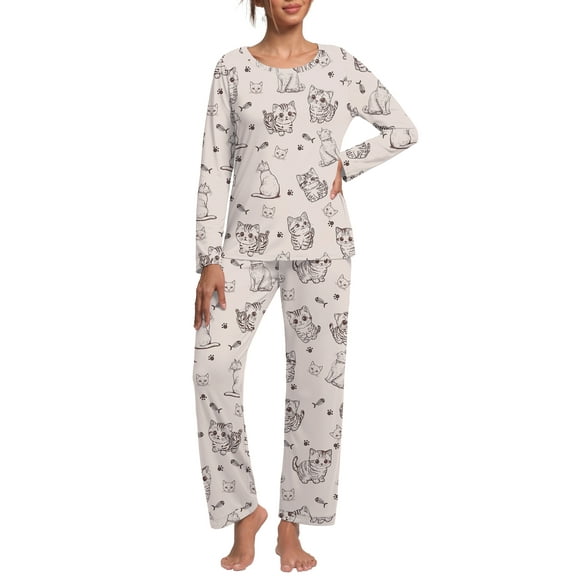 MINTREUS Women's Pajama Set Long Sleeve Sleepwear Ladies Soft Pjs Lounge Sets