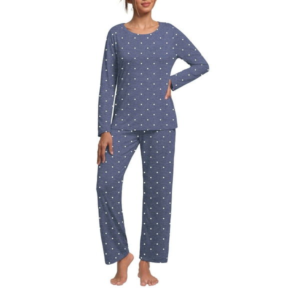 MINTREUS Women's Pajama Set Long Sleeve Sleepwear Ladies Soft Pjs Lounge Sets